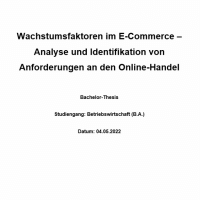 Cover - Bachelor-Thesis (Wachstumsfaktoren im E-Commerce)