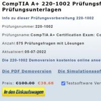 Cover - CompTIA A+ Examen zertifizierung 220-1002 Prüfungsfragen