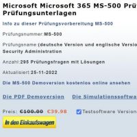 Cover - exam MS-500 Prüfungsfragen Prüfungsunterlagen deutsch englisch
