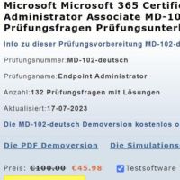 Cover - Microsoft Exam MD-102 Prüfungsfragen deutsch