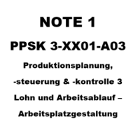 Cover - PPSK 3-XX01-A03. Produktionsplanung –steuerung und -kontrolle, Lohn und Arbeitsablauf – Arbeitsplatz